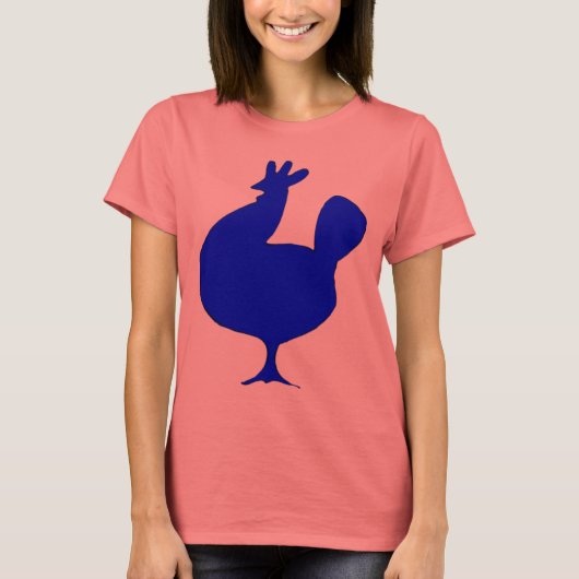 T-shirt Poulet bleu rétro (Devant)