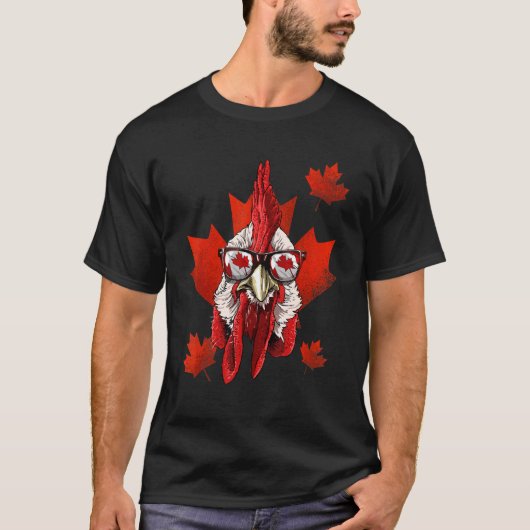 T-shirt Poulet Canadien Feuille d'érable Drapeau du Canada (Devant)