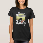 T-shirt Poulet Cheeky Retro Sunset Crazy Chicken Lady Chi (Devant)