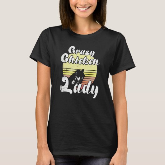 T-shirt Poulet Cheeky Retro Sunset Crazy Chicken Lady Chi (Devant)