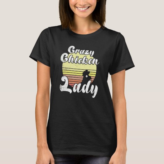 T-shirt Poulet Cheeky Retro Sunset Crazy Chicken Lady Roo (Devant)