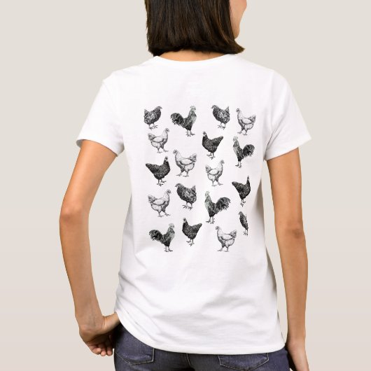 T-shirt poulet, coq et poule (Dos)