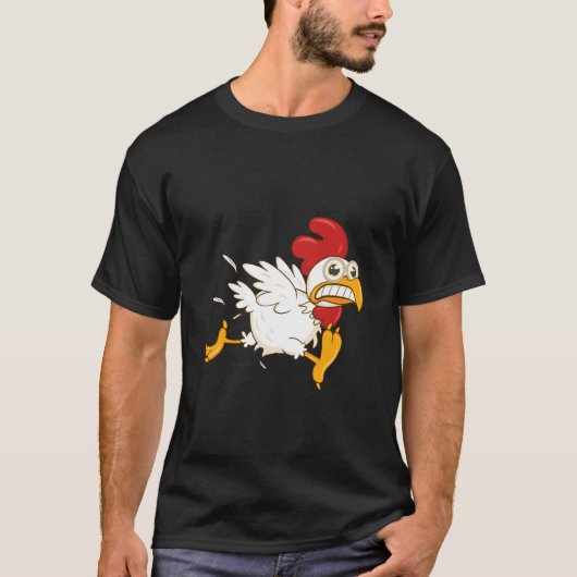 T-shirt Poulet courant effrayé (Devant)
