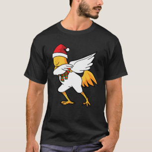 T-shirt Poulet Dabbing Chapeau De Noël Écharpe Dab Tee