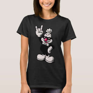 T-shirt Poulet de dessin animé cool Signe de la main Rock