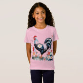 T-Shirt Poulet de la ferme florale (Devant entier)