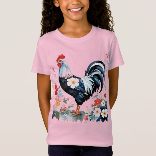 T-Shirt Poulet de la ferme florale (Devant)