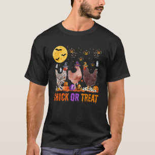 T-shirt Poulet de l'automne Halloween Citrouille ou Chouet