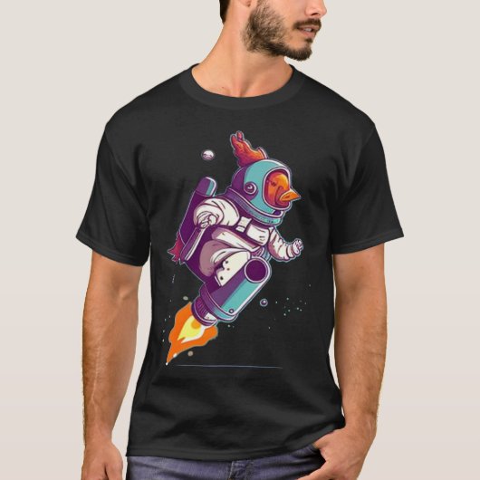 T-shirt Poulet de l'espace avec combinaison spatiale (Devant)