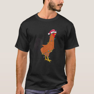 T-shirt Poulet de lumières de Noël Chapeau de Père Noël