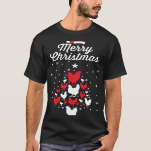 T-shirt Poulet de Noël Merry Chickmas Arbre de Noël Volail