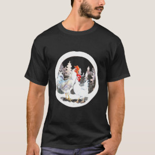 T-shirt Poulet de Noël Poule Lumières de l'Arbre de Noël P