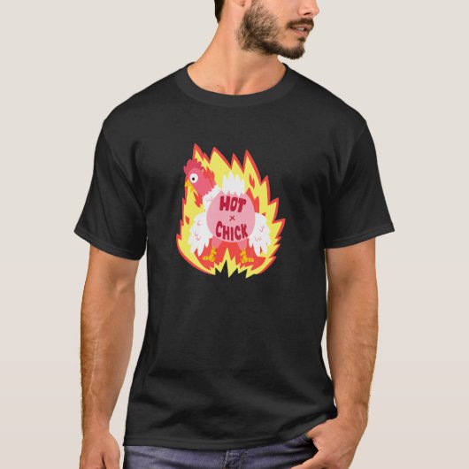 T-shirt Poulet de poulette en feu (Devant)
