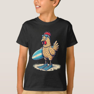 T-shirt Poulet de surf drôle avec des nageoires design de