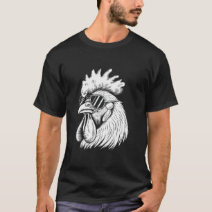 T-shirt Poulet Drôle Avec Sungles Ferme De Poules Volaille