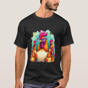 T-shirt Poulet Drôle Coq Cool Art Hipster Animal de Ferme