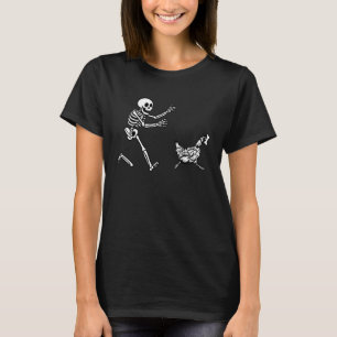 T-shirt Poulet Drôle de Halloween à Skeleton en Course