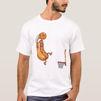 T-shirt Poulet drôle Nourriture Chien Joueur de Basketball