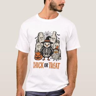 T-shirt Poulet drôle ou traiter Graphique de poulet Hallow