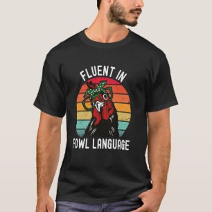 T-shirt Poulet Drôle Rétro Vintage Courant En Langage De V