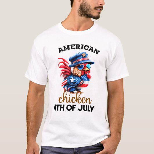 T-shirt Poulet élégant avec Casquette et lunettes de solei (Devant)