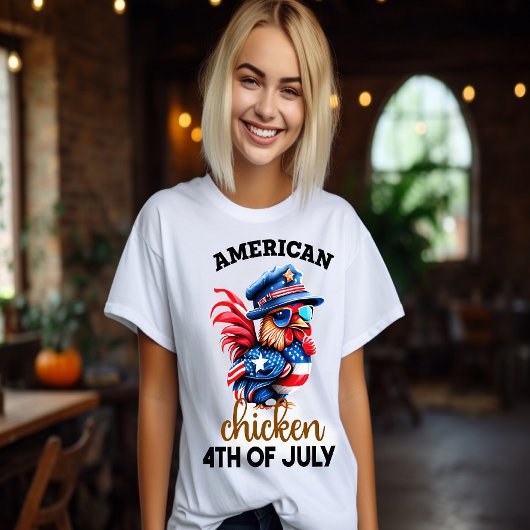 T-shirt Poulet élégant avec Casquette et lunettes de solei