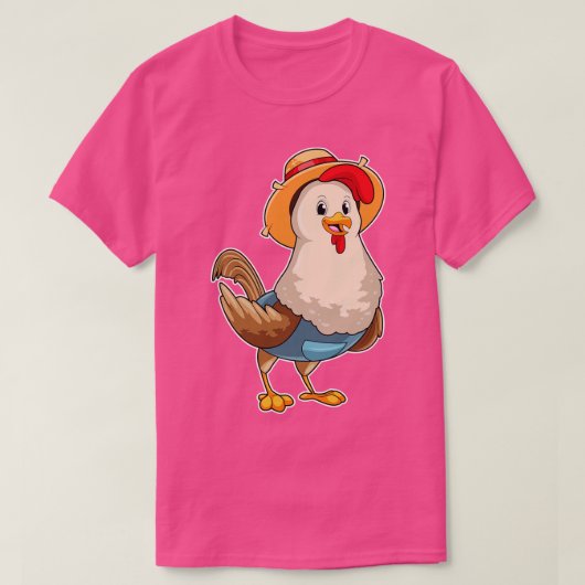T-shirt Poulet en fermier avec Casquette (Design devant)