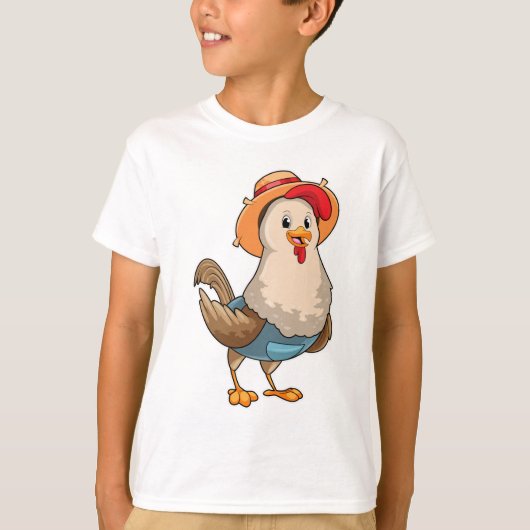 T-shirt Poulet en fermier avec Casquette (Devant)