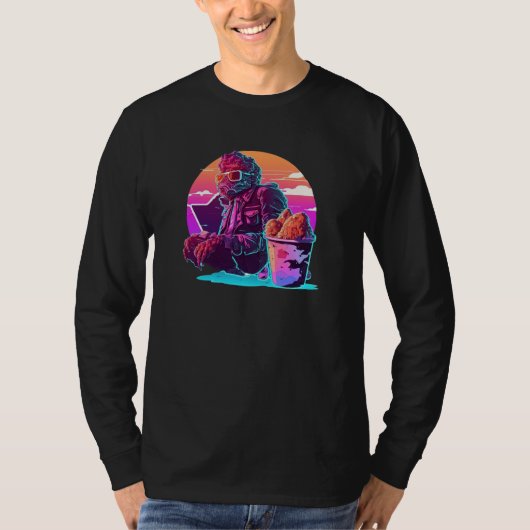 T-shirt Poulet Frit Synthwave 80s Esthétique Rétrowave (Devant)
