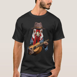 T-shirt Poulet jouant de la guitare acoustique Poulet Gui
