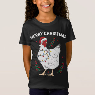 T-Shirt Poulet Joyeux Noël Drôle Santa Hat Poulet Li