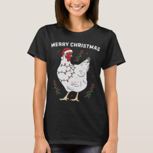 T-shirt Poulet Joyeux Noël Drôle Santa Hat Poulet Li