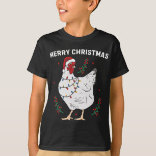 T-shirt Poulet Joyeux Noël Drôle Santa Hat Poulet Li