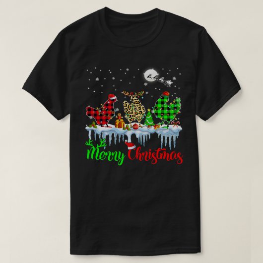 T-shirt Poulet Joyeux rennes de Noël Père Noël Elf Plaid C (Design devant)