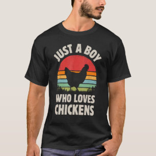 T-shirt Poulet Juste Un Garçon Qui Aime Rétro Ferme Animal