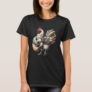T-shirt Poulet mignon jouant de la guitare Poulets Musicie