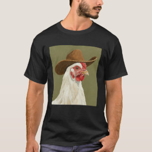 T-shirt Poulet Mignon Portant un Chapeau de Cowboy