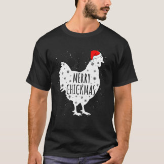 T-shirt Poulet Noël Joyeux Chickmas Chapeau de Père Noël P