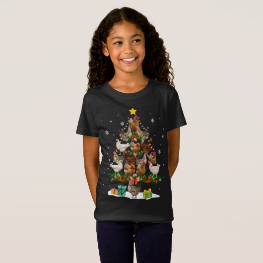 T-Shirt Poulet Noël Lumières Fantastiques Noël Poulet L (Devant entier)