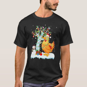 T-shirt Poulet Oiseau Xmas Arbre Éclairage Chapeau de Père