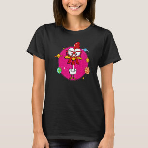 T-shirt Poulet Rose Avec Moustache Et Lunettes De Soleil D