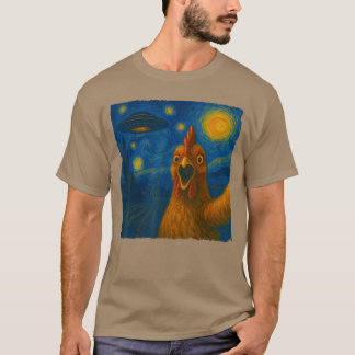 T-shirt Poulet Sie avec la nuit étoilée UFO Van Gogh Homme