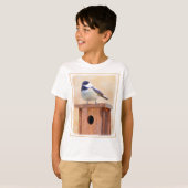 T-shirt Poulet sur la peinture d'oiseaux Art original (Devant entier)
