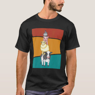 T-shirt Poulet Vache Mouton Cochon Vintage