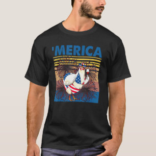 T-shirt Poulet Vintage Merica Joyeux 4 Juillet