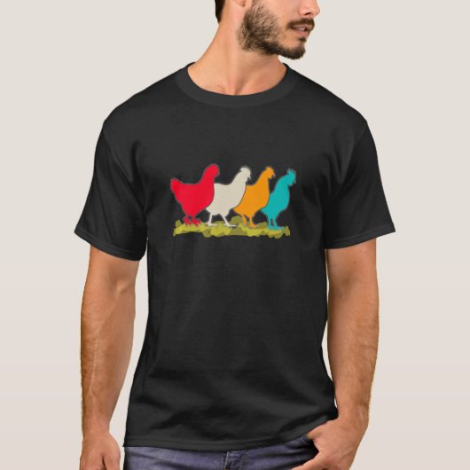 T-shirt Poulets De Différentes Couleurs (Devant)