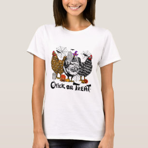 T-shirt Poulets D'Halloween Ou Treat Pum De Saison Éffraya
