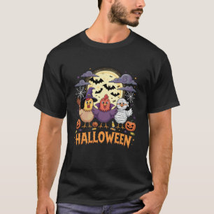 T-shirt Poulets d'Halloween Sorcière Vampire Momie Costume