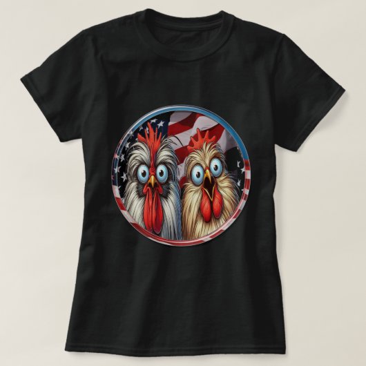 T-shirt Poulets patriotiques de la dame (Design devant)