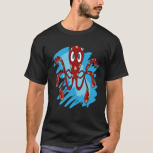 T-SHIRT POULPE ANIMAL MARIN MER POULPE TACHES ROUGES